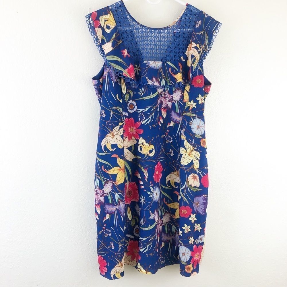 Max Sport Blue Floral Print Sleeveless dress XL. New with tags